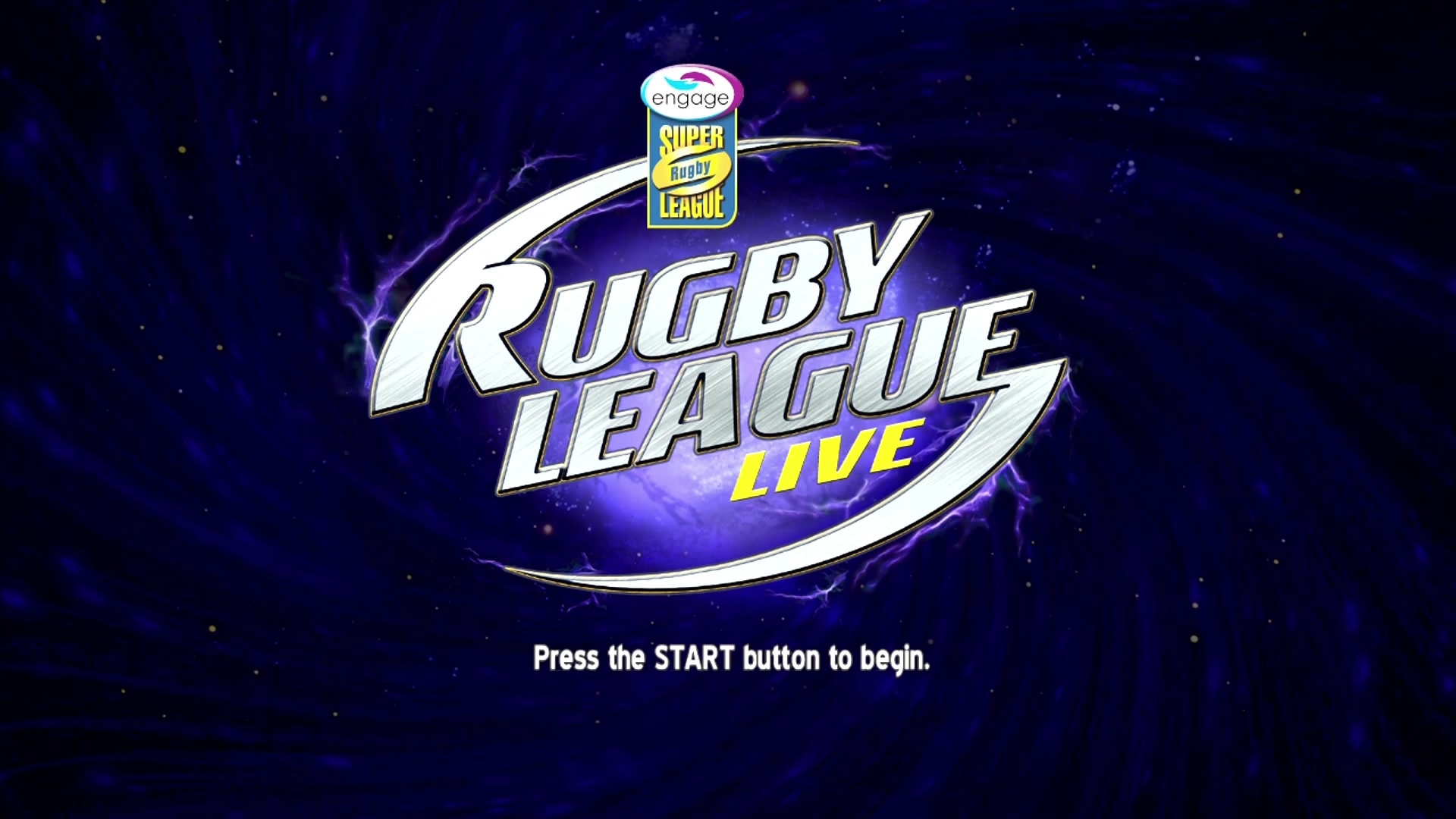 Rugby League Live title screen for Xbox 360